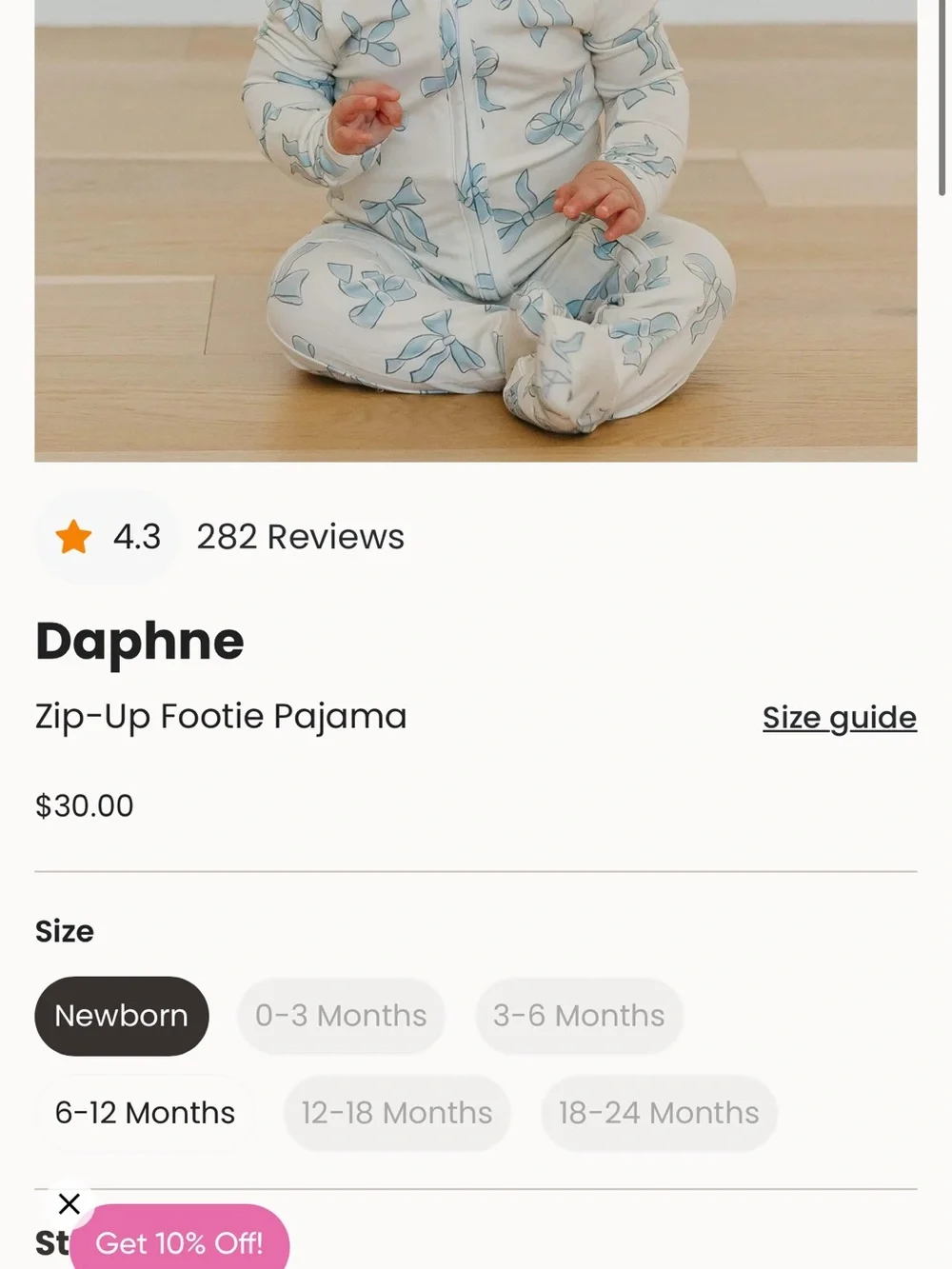 Cozy Bow-Print Footed Pajamas - Cream with Light Blue Bows